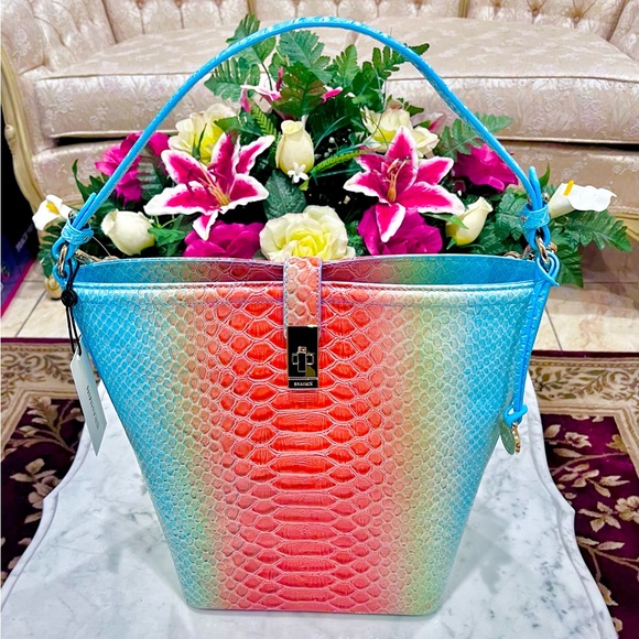 Brahmin Shira bucket Shoulder bag Designer Leather Purse. - Picture 5 of 12